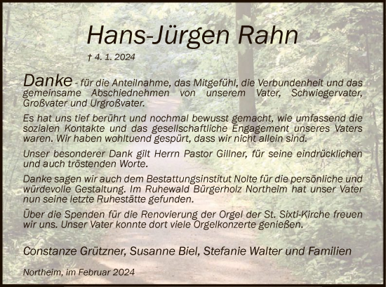 Traueranzeige von Hans-Jürgen Rahn von HNA