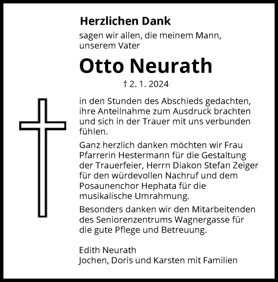 Traueranzeige von Otto Neurath von HNA