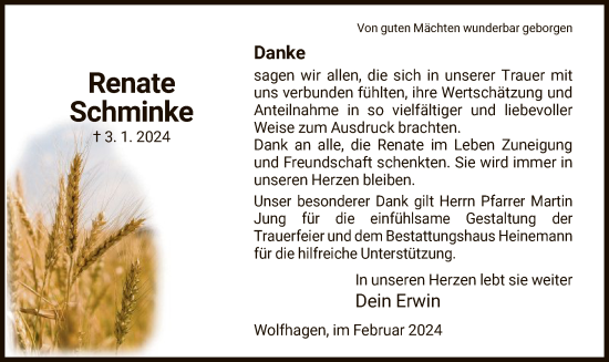 Traueranzeige von Renate Schminke von HNA