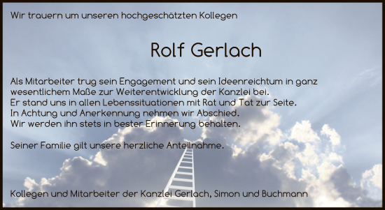 Traueranzeige von Rolf Gerlach von HNA