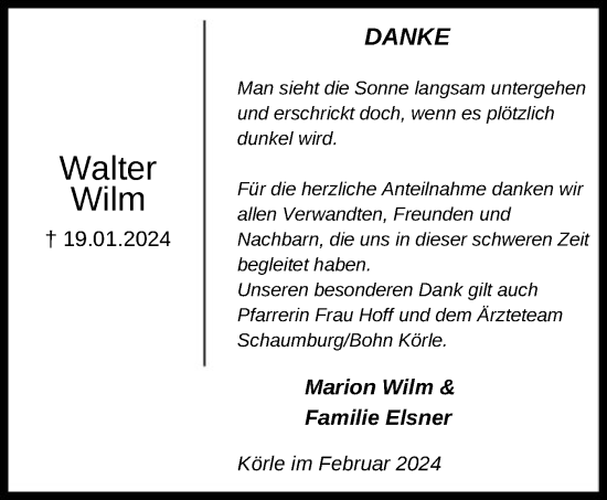 Traueranzeige von Walter Wilm von HNA