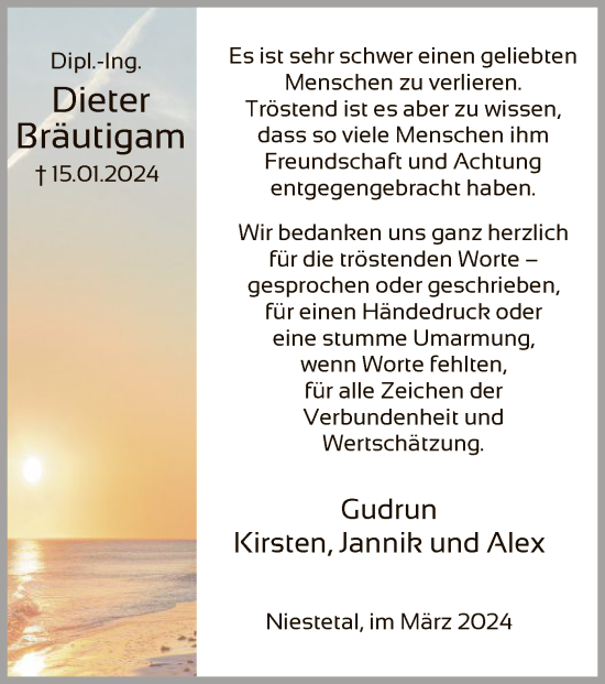 Traueranzeige von Dieter Bräutigam von HNA