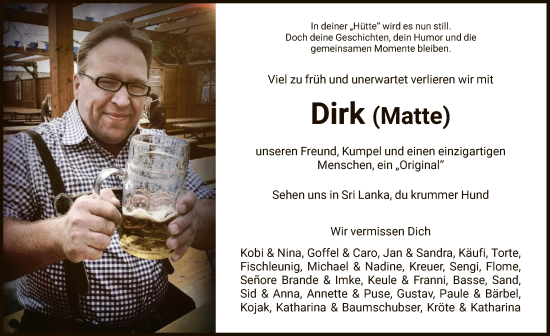 Traueranzeige von Dirk  von HNA
