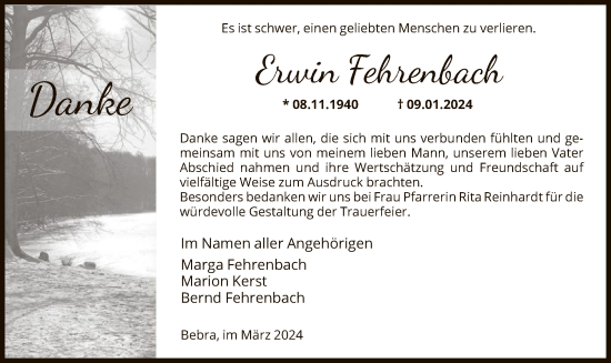 Traueranzeige von Erwin Fehrenbach von HNA