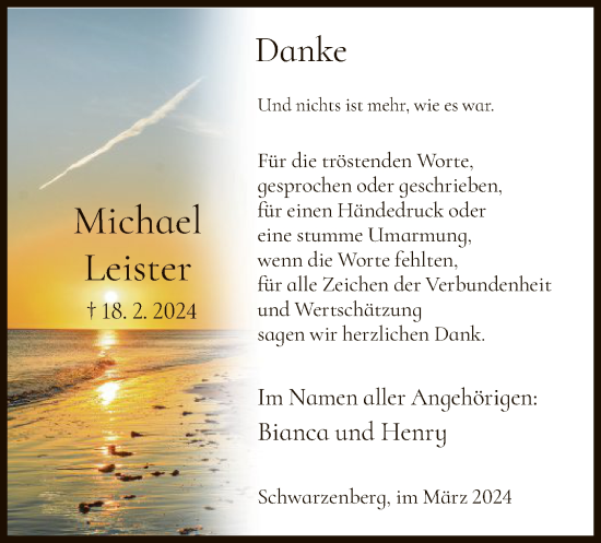 Traueranzeige von Michael Leister von HNA