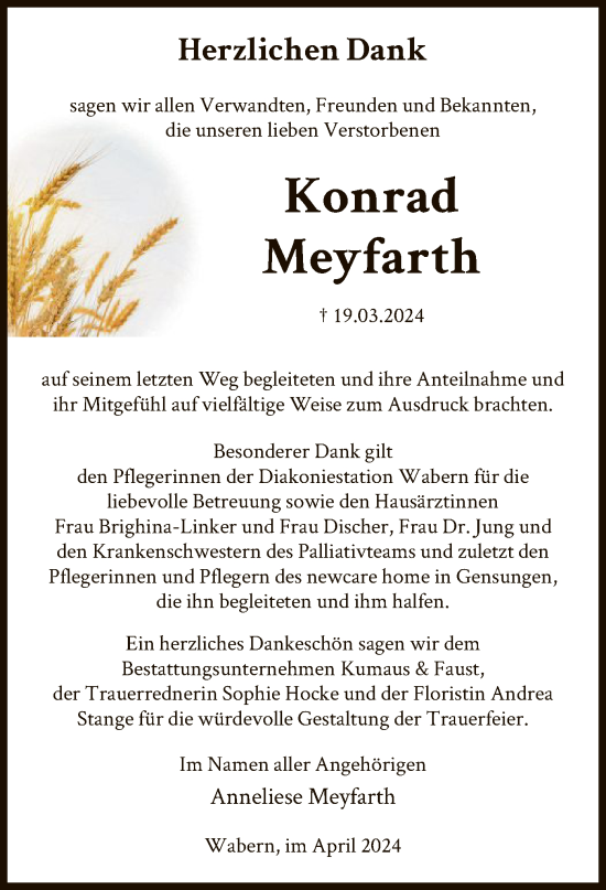 Traueranzeige von Konrad Meyfarth von HNA