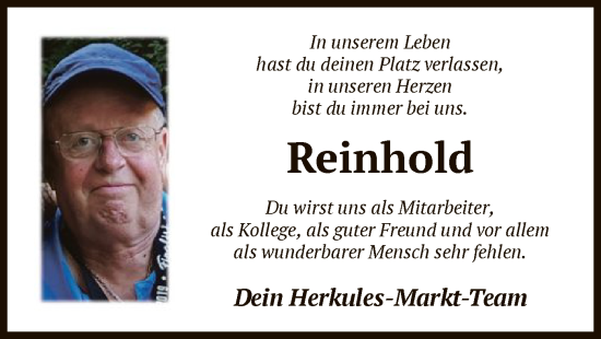 Traueranzeige von Reinhold  von HNA