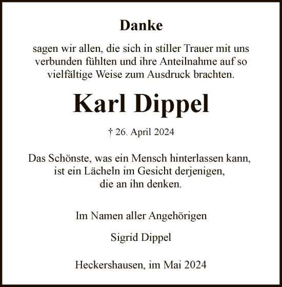 Traueranzeige von Karl Dippel von HNA