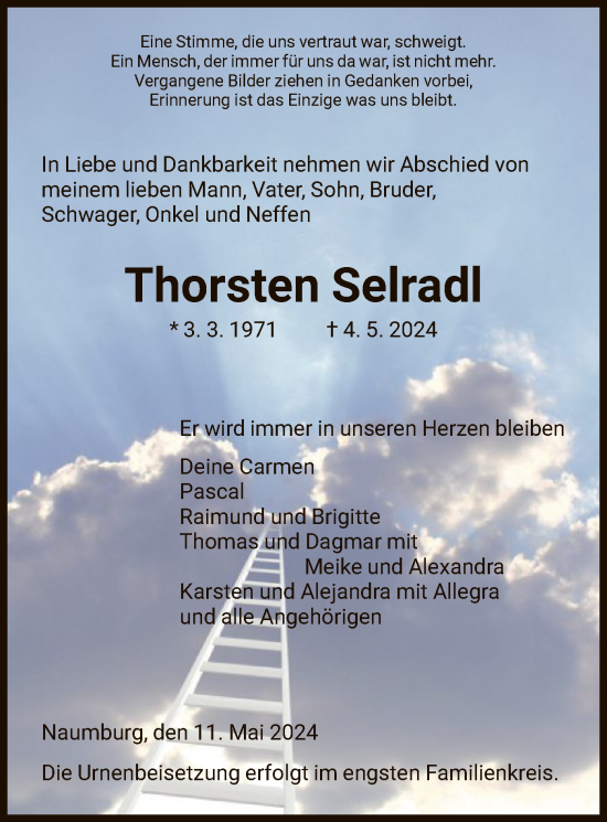 Traueranzeige von Thorsten Selradl von HNA