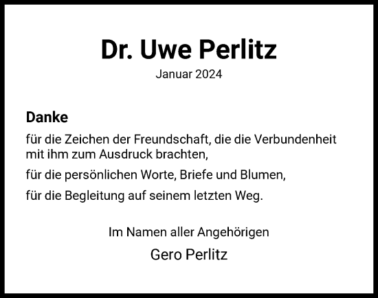 Traueranzeige von Uwe Perlitz von HNA