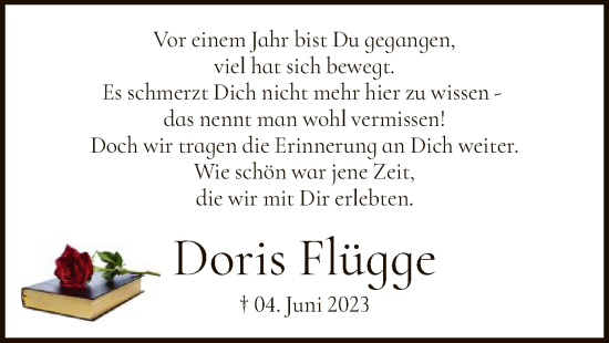 Traueranzeige von Doris Flügge von HNA