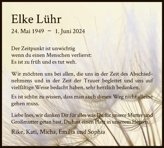 Traueranzeige von Elke Lühr von HNA