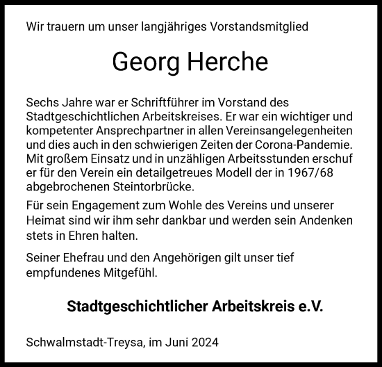 Traueranzeige von Georg Herche von HNA