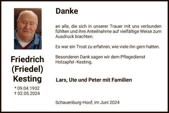 Traueranzeige von Holzapfel Kesting von HNA