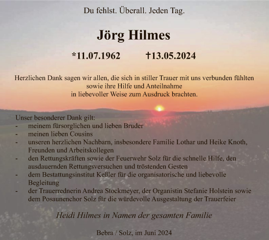 Traueranzeige von Jörg Hilmes von HNA