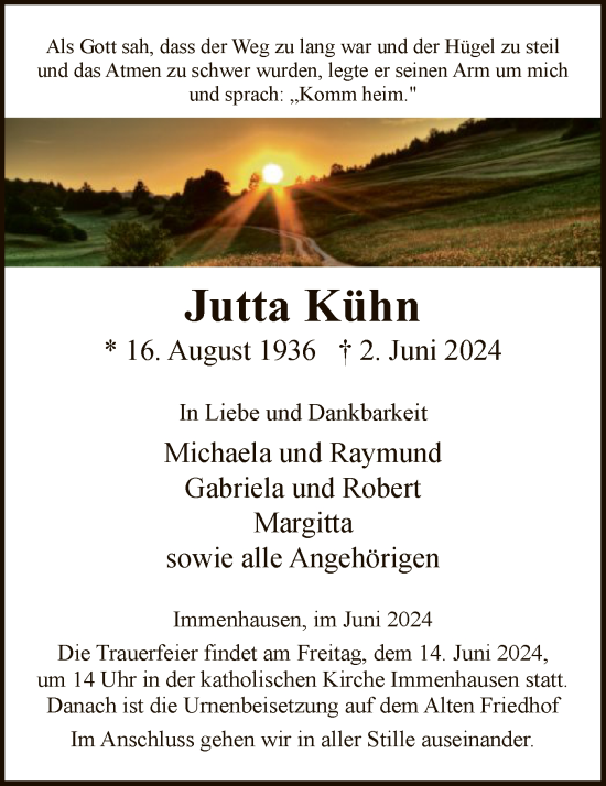 Traueranzeige von Jutta Kühn von HNA