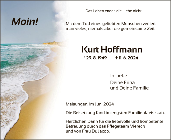 Traueranzeige von Kurt Hoffmann von HNA