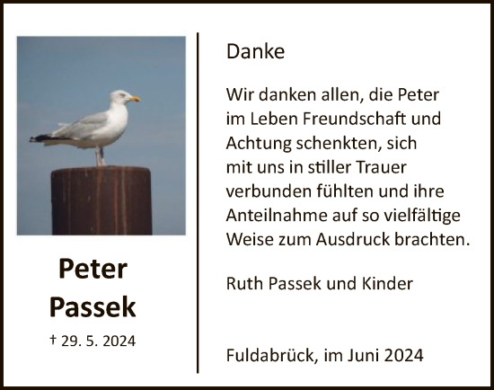 Traueranzeige von Peter Passek von HNA