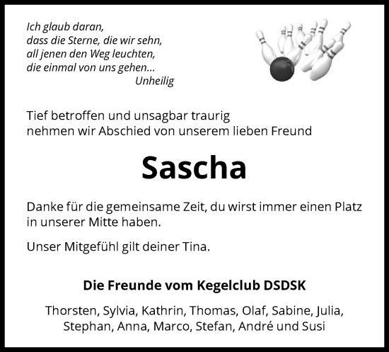 Traueranzeige von Sascha  von HNA
