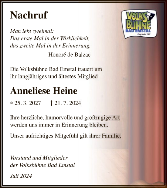 Traueranzeige von Anneliese Heine von HNA