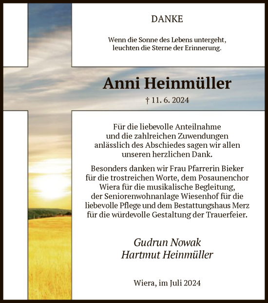 Traueranzeige von Anni Heinmüller von HNA