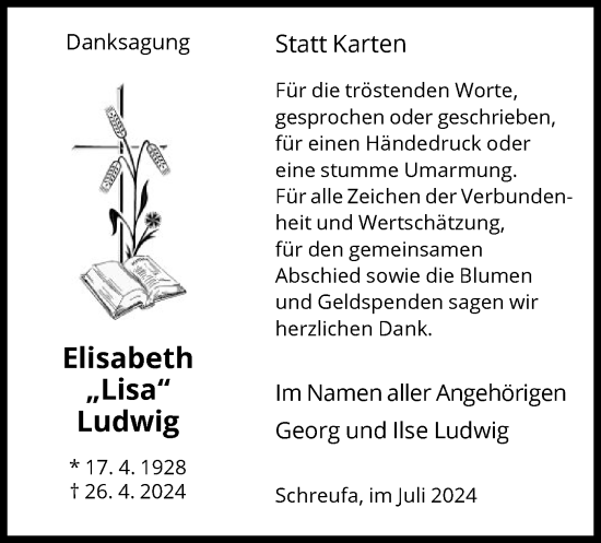 Traueranzeige von Elisabeth Ludwig von HNA