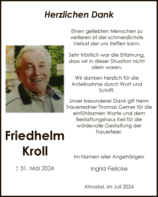 Traueranzeige von Friedhelm Kroll von HNA