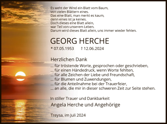 Traueranzeige von Georg Herche von HNA