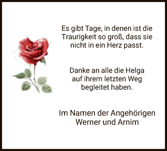 Traueranzeige von Helga  von HNA