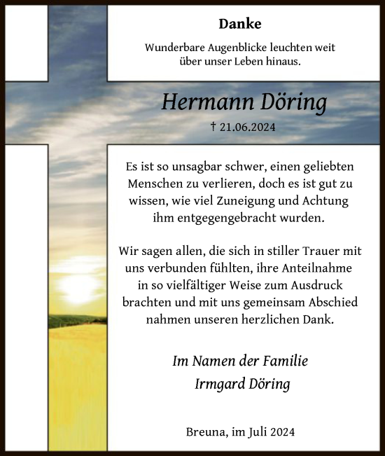 Traueranzeige von Hermann Döring von HNA