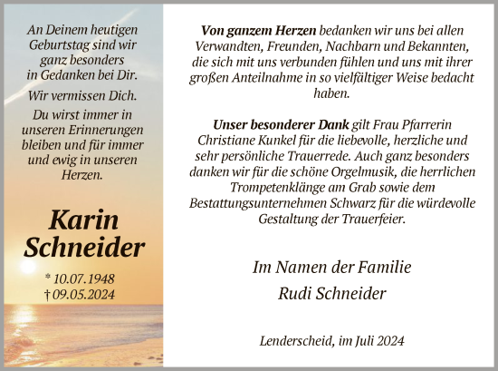 Traueranzeige von Karin Schneider von HNA