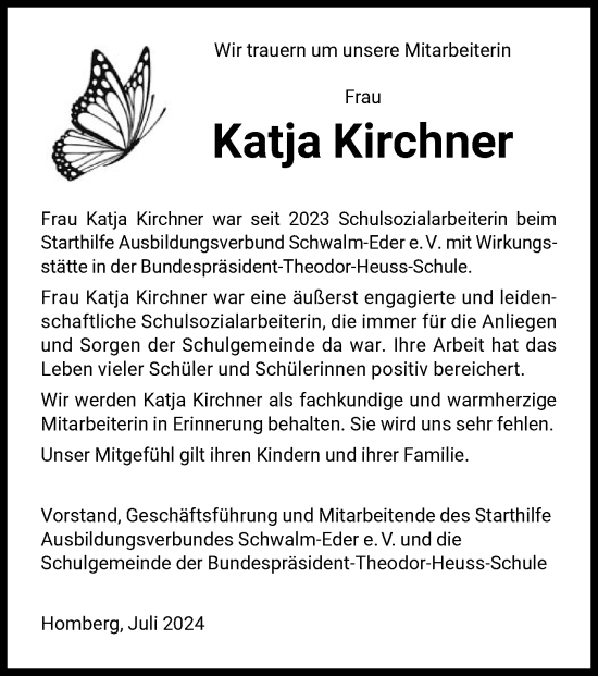 Traueranzeige von Katja Kirchner von HNA