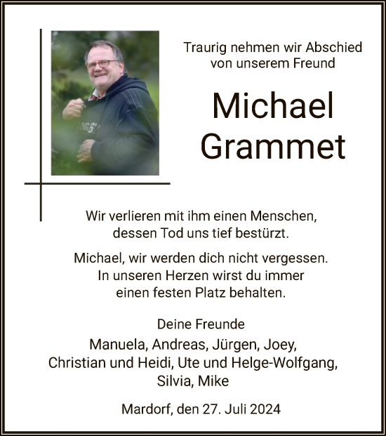 Traueranzeige von Michael Grammet von HNA