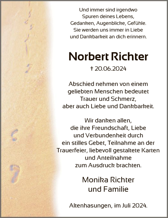 Traueranzeige von Norbert Richter von HNA