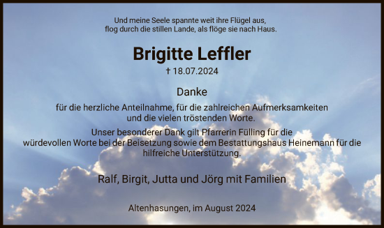 Traueranzeige von Brigitte Leffler von HNA