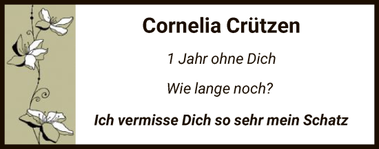 Traueranzeige von Cornelia Crützen von HNA