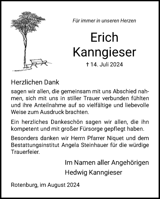 Traueranzeige von Erich Kanngießer von HNA