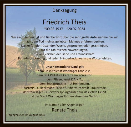 Traueranzeige von Friedrich Theis von HNA