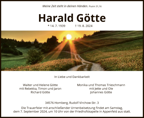 Traueranzeige von Harald Götte von HNA