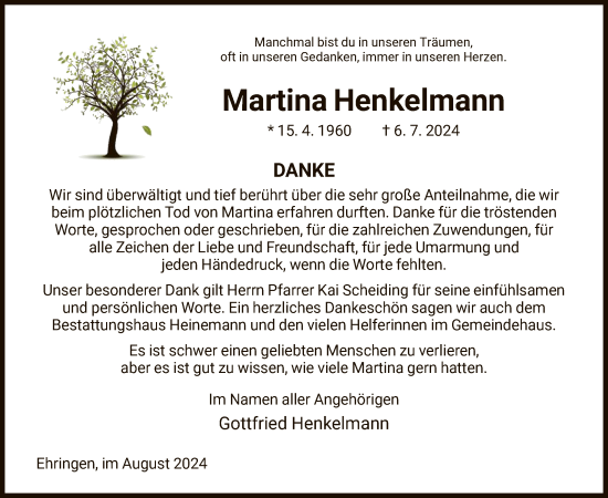 Traueranzeige von Martina Henkelmann von HNAWLZ