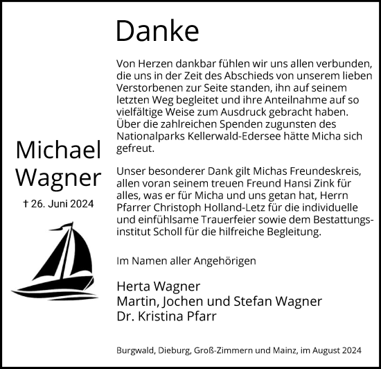 Traueranzeige von Michael Wagner von HNA