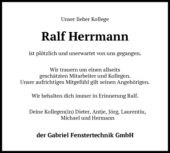 Traueranzeige von Ralf Herrmann von HNA