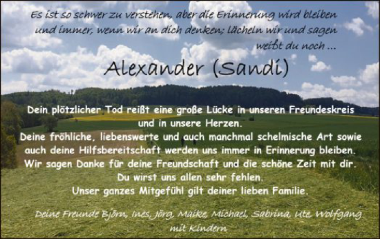 Traueranzeige von Alexander  von HNA