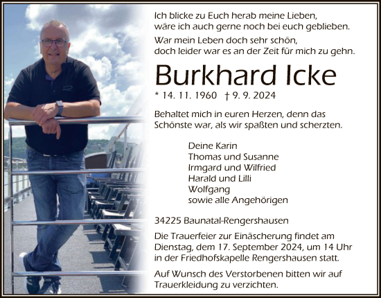 Traueranzeige von Burkhard Icke von HNAHNA