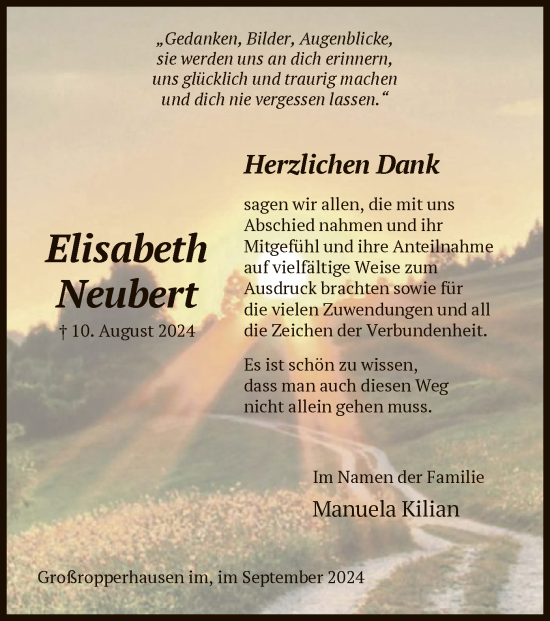 Traueranzeige von Elisabeth Neubert von HNA