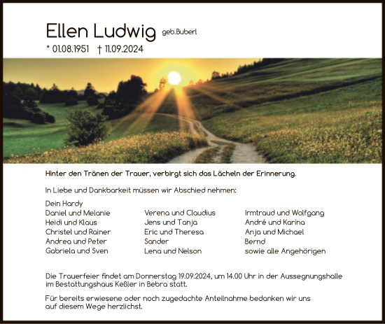 Traueranzeige von Ellen Ludwig von HNA