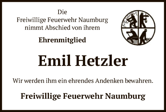 Traueranzeige von Emil Hetzler von HNA