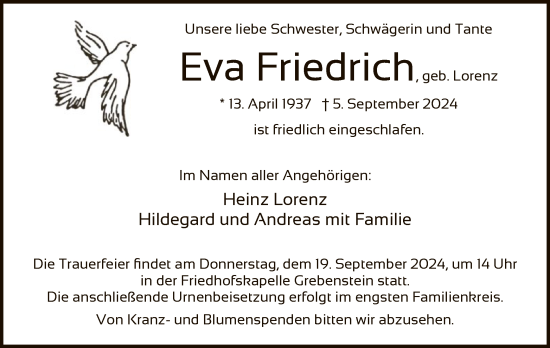 Traueranzeige von Eva Friedrich von HNA