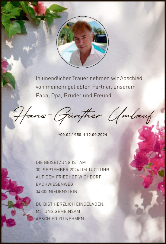 Traueranzeige von Hans-Günther Umlauf von HNA