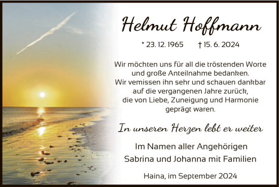 Traueranzeige von Helmut Hoffmann von HNA